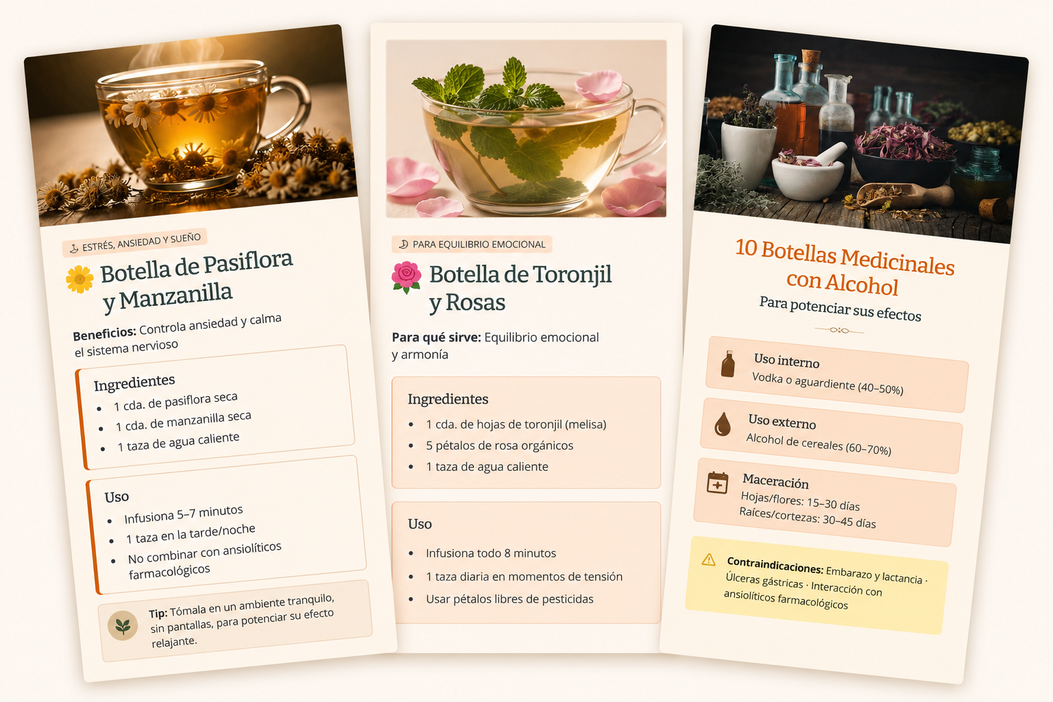 Preparaciones tradicionales de botellas de poder