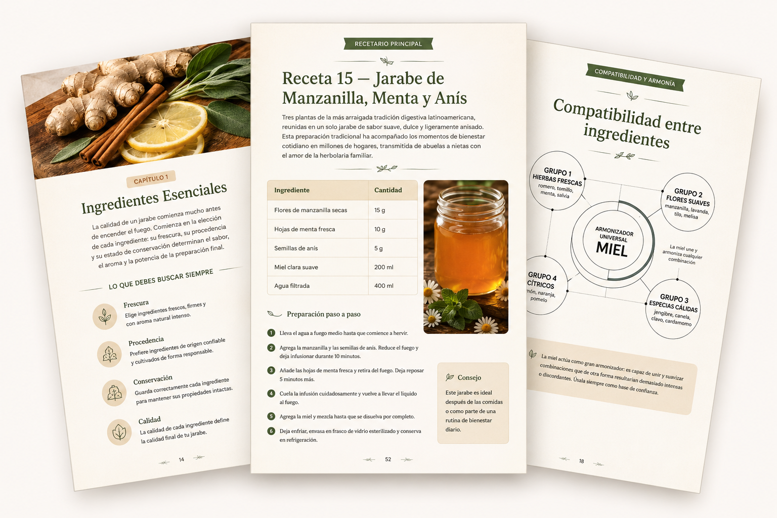 Estructura de ingredientes y jarabes