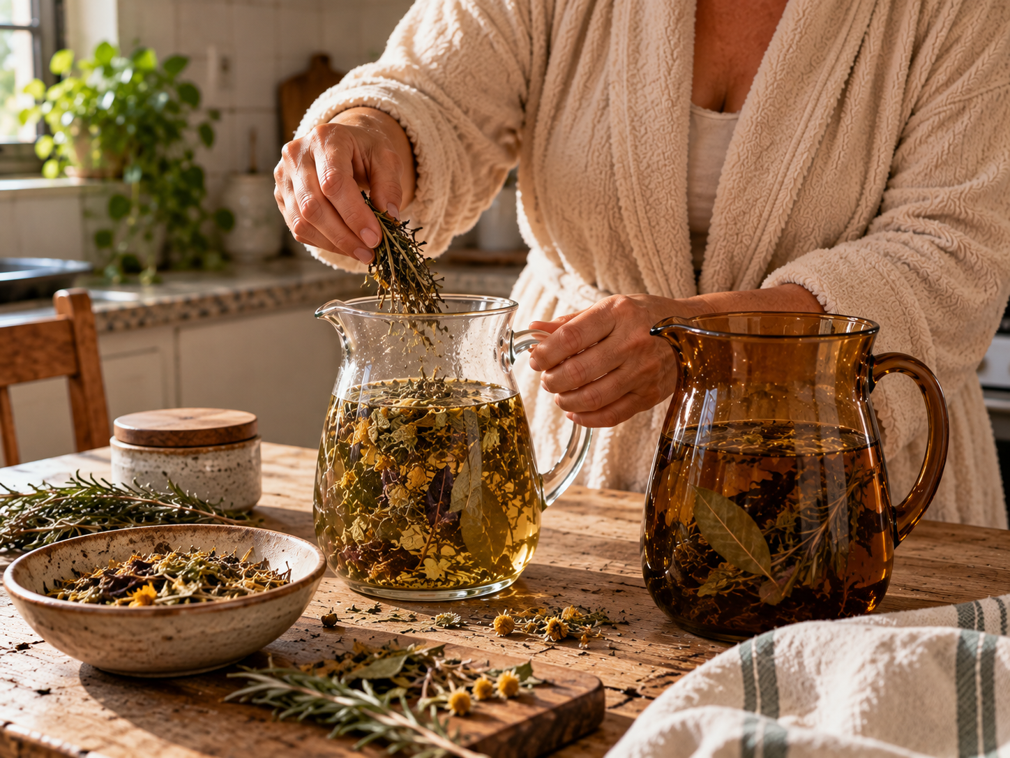 Preparación de hierbas secas y aceites
